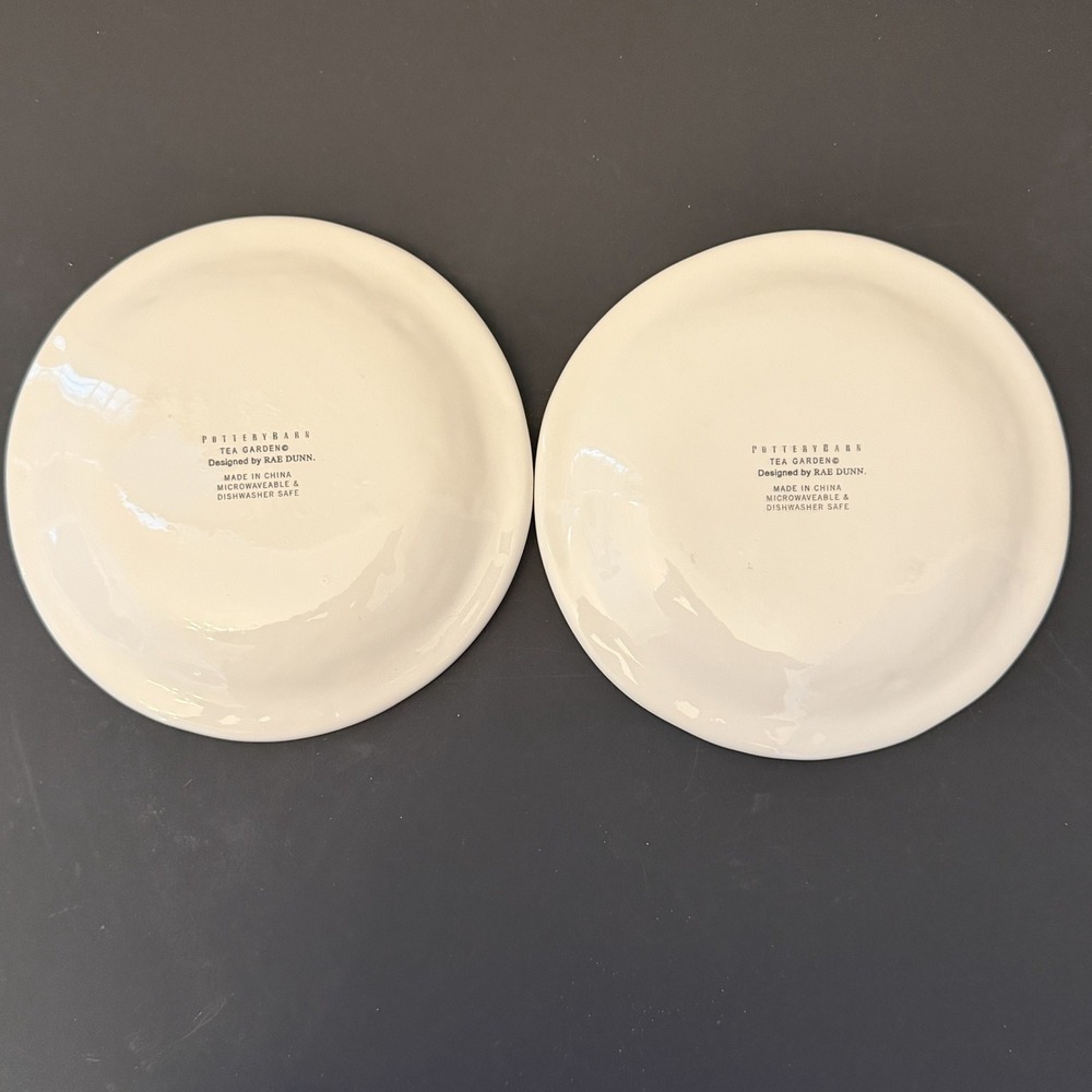 Vintage Pottery Barn Rae Dunn Tea Garden Believe Inspire Plate Set Lot of 2 - Picture 6 of 8